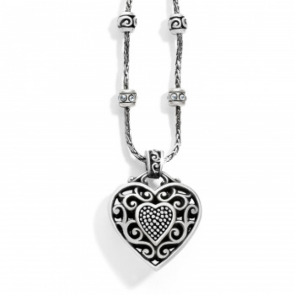 Brighton "Reno Hearts" Classic Scrolled Filigree Heart Pendant Neck! Reversible - Picture 3 of 13